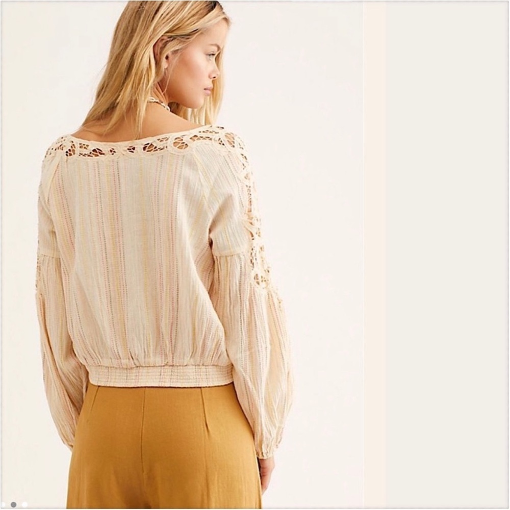 Free People Boho Crochet Cottagecore Top Blouse Size XS - Picture 7 of 12